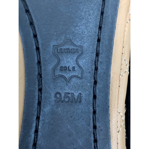 9.5 Tory Burch Quilt Scrunch Bridgette Leather Ballet Flats Black Toe Cap - Picture 6 of 12